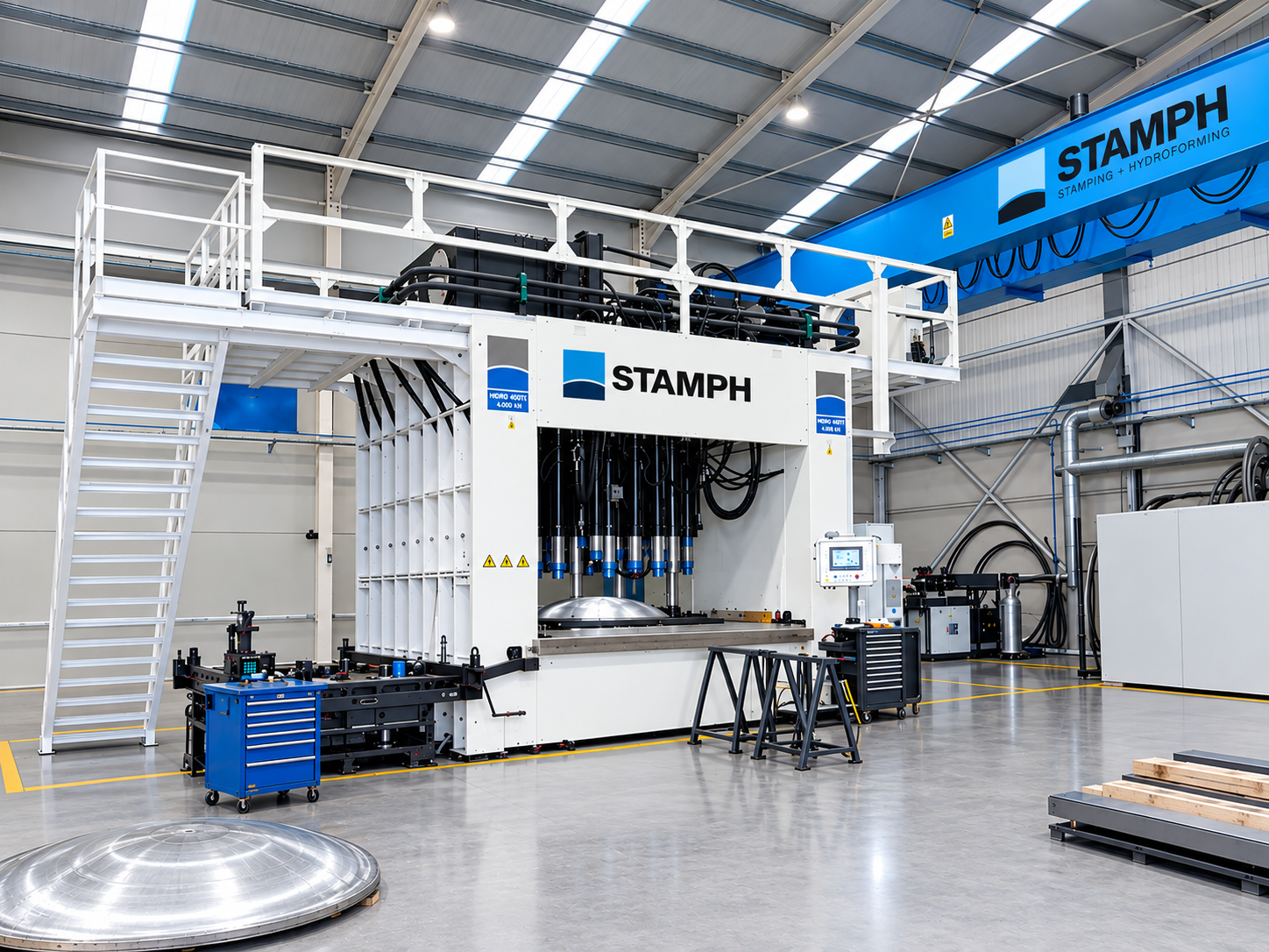 Prensa de hidroconformado STAMPH HIDRO 400TS de 4.000 Tn en la planta de fabricación